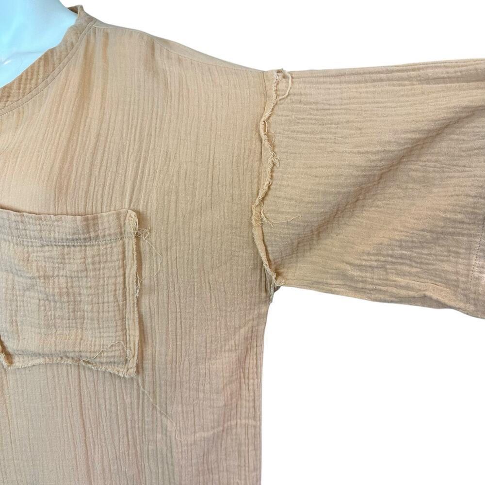 Maurie + Eve Women's Oversized Orange Cotton Gauze Take me Away Dress Apricot 4 - Picture 6 of 15